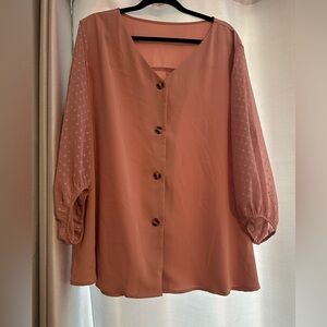 Bebonnie Elegant Pink Button-Down Blouse Size 3X